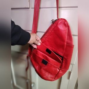 Red leather crossbody bag